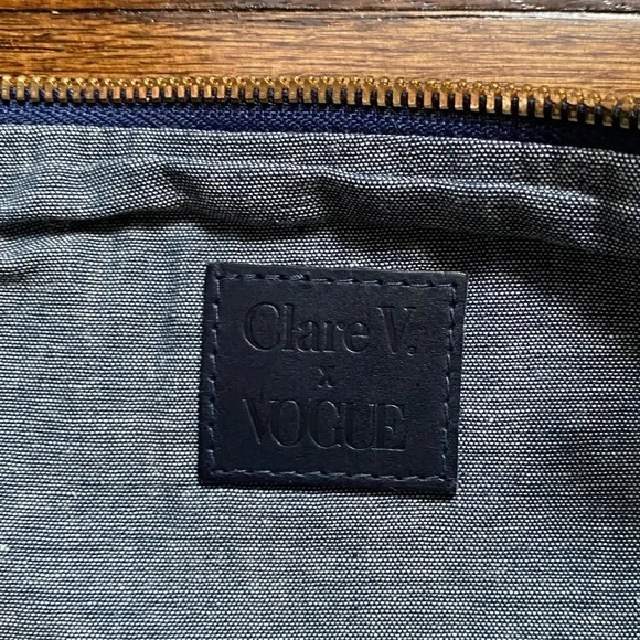 Clare V × Vogue Navy & Gold Suede Clutch - Picture 5 of 5